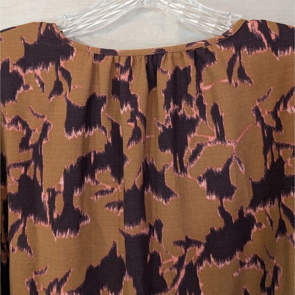 Nine West Women's XXL Blouse Autumnal Colored Button Up Balloon Sleeve Abstract - Picture 14 of 16